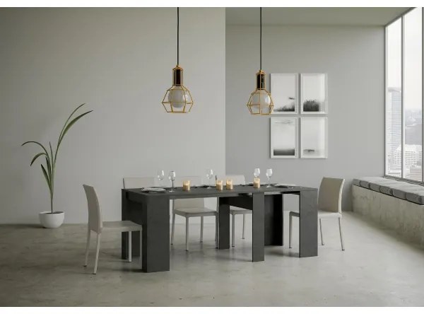 Consolle 90x48 cm allungabile a 204 cm BASIC SMALL Antracite Spatolato