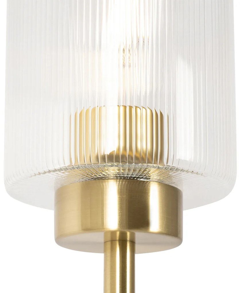 Lampada da terra Art Déco oro con vetro 2 luci - Laura