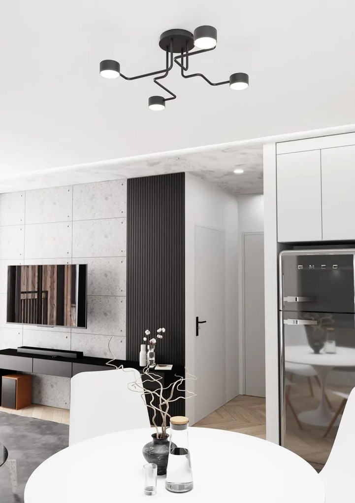 Lampada da soffitto in acciaio KURAGE 4 nera 4xGX53