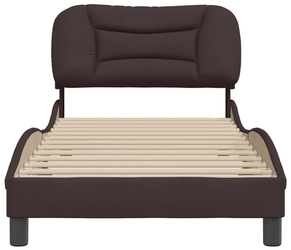 Giroletto con testiera marrone scuro 90x200 cm in tessuto