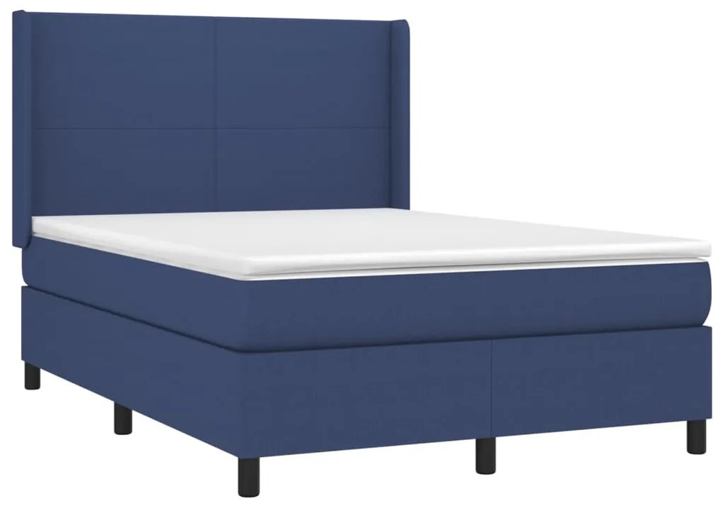 Letto a molle con materasso e led blu 140x200 cm in tessuto