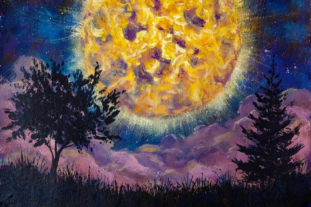 Carta da parati – Luna splendente nel cielo notturno