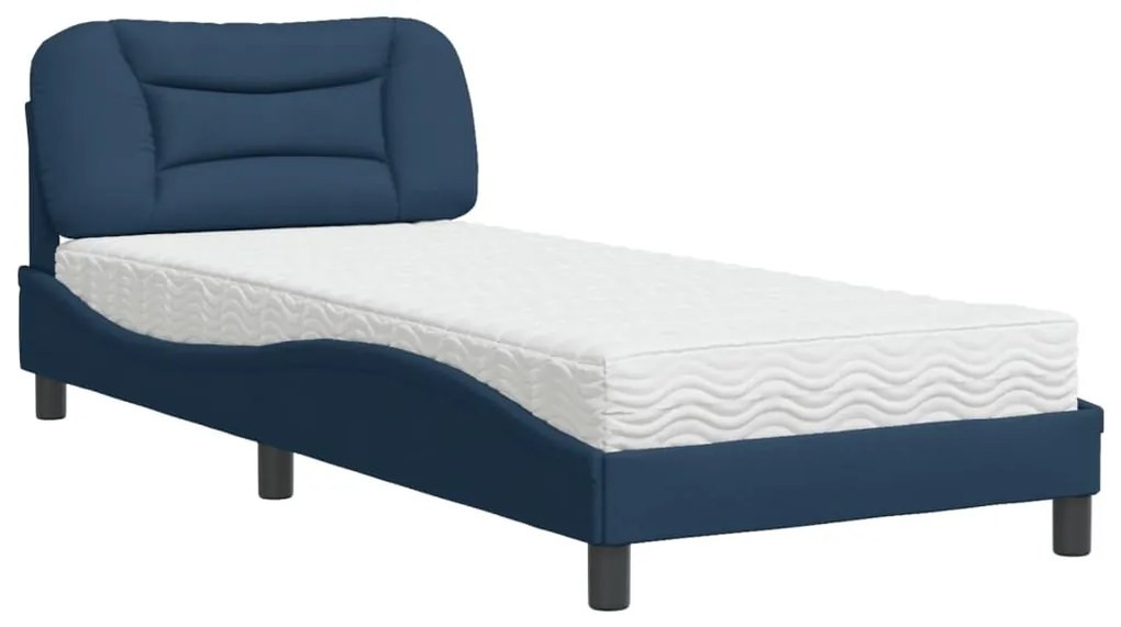 Letto con materasso blu 90x200 cm in tessuto