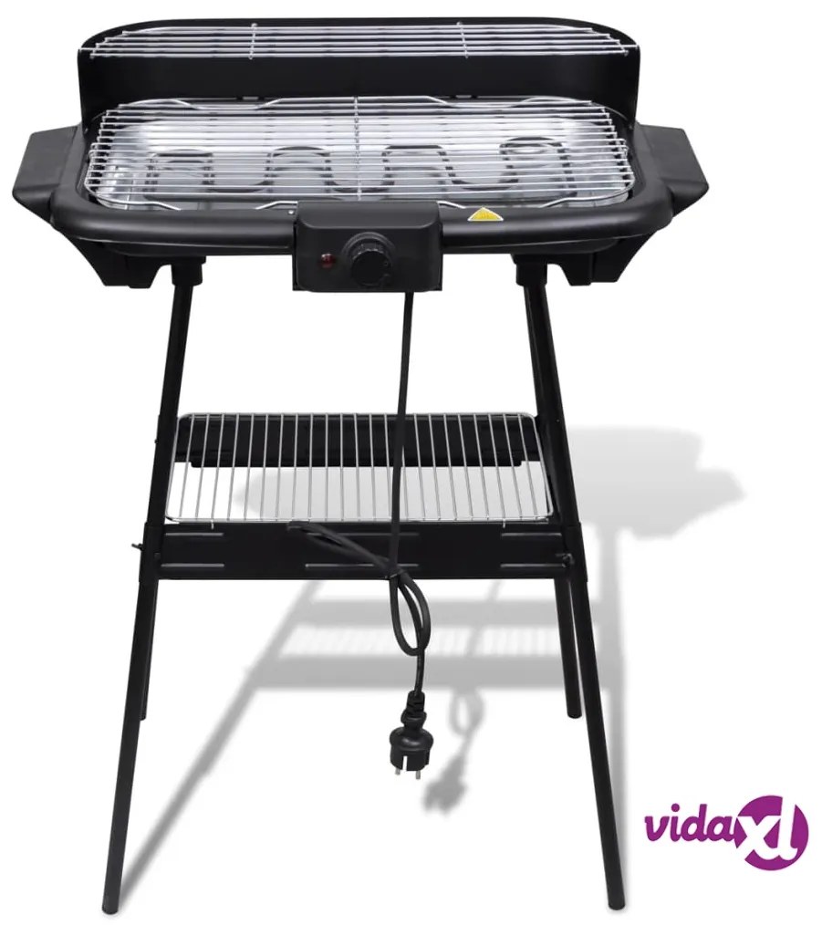 vidaXL Barbecue elettrico rettangolare da giardino con grill e supporto