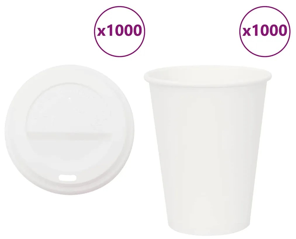 Tazze Da Caffè İn Carta Con Coperchi 1000 Pz 12oz 300 Ml /