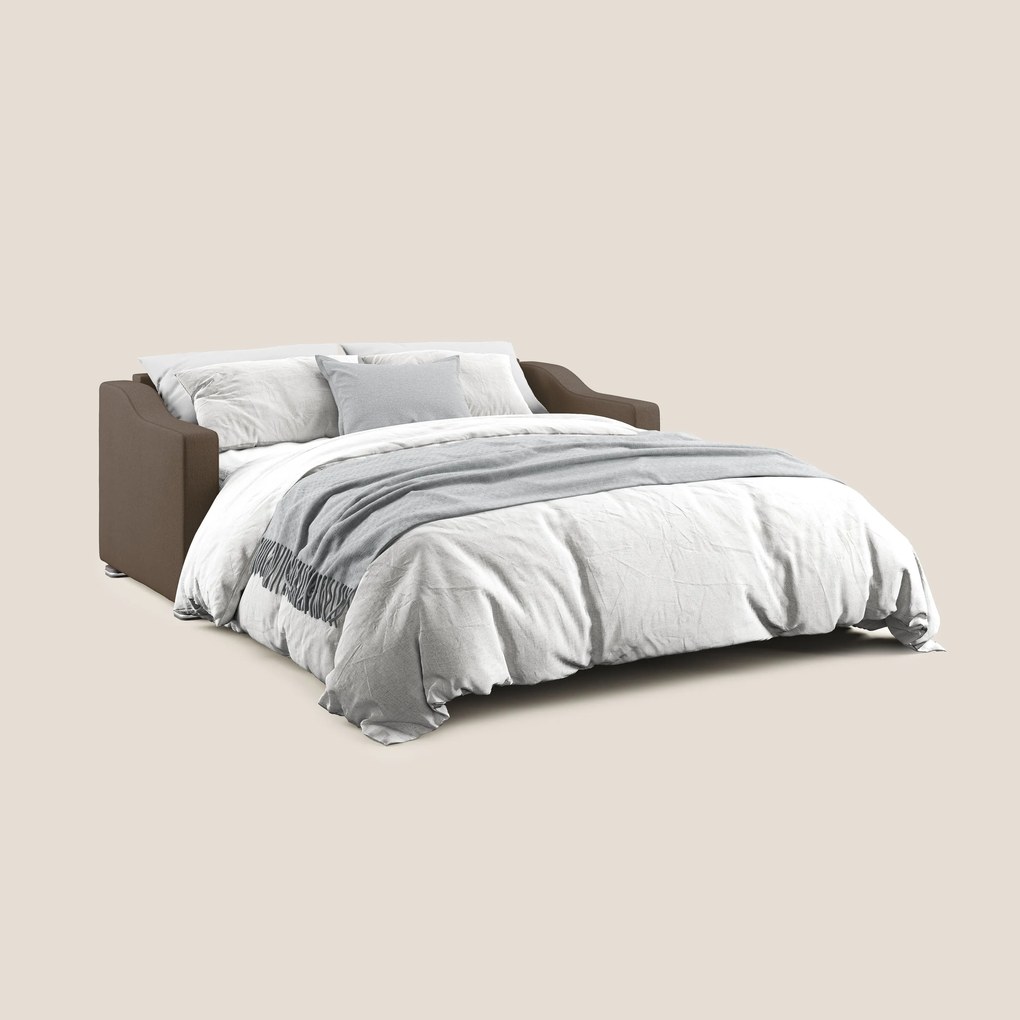 Amber divano letto matrimoniale in tessuto smacchiabile T05 marrone
