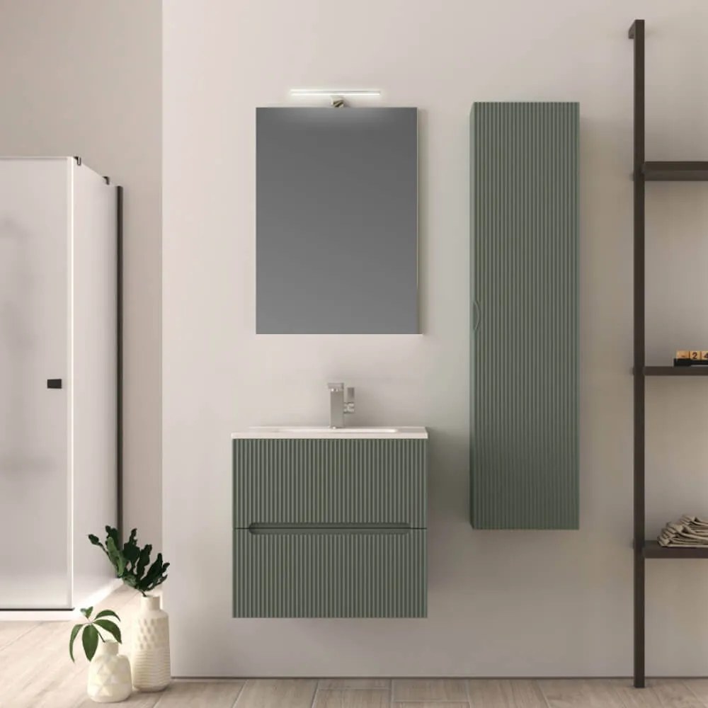 Mobile bagno 60 cm cannettato Verde Opaco Riga