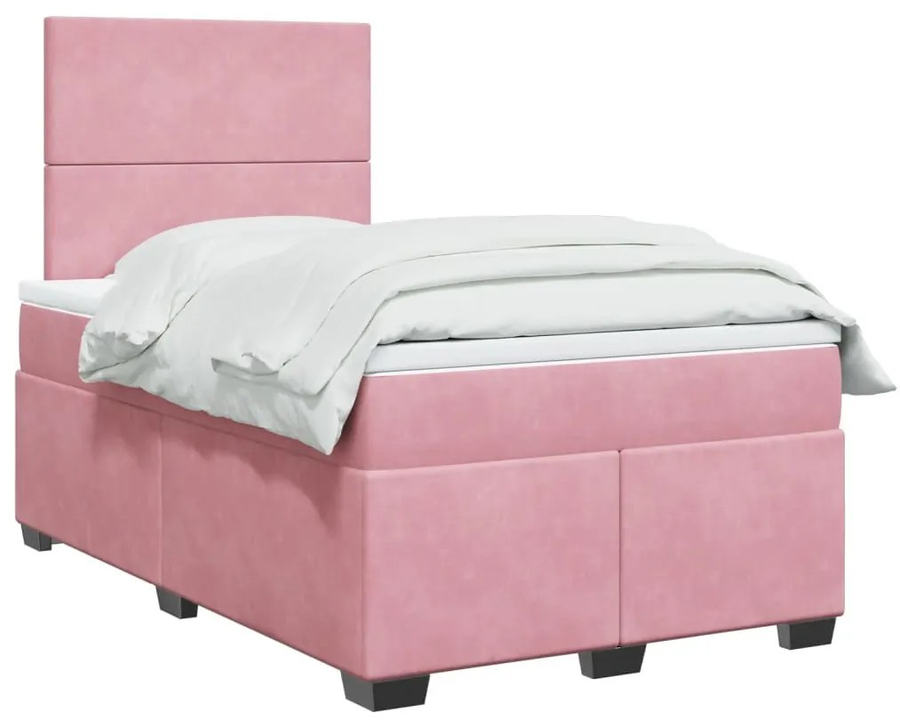 Giroletto A Molle Con Materasso Rosa 120x190 Cm İn Velluto /