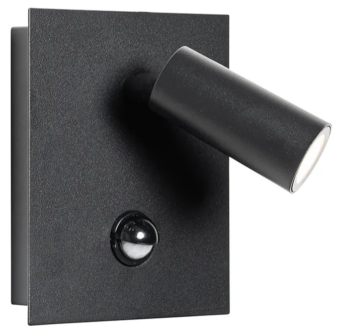 Lampada da parete per esterni nera con LED IP54 sensore di movimento - Simon