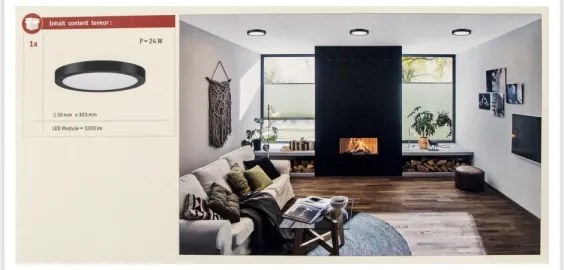 Paulmann 71025 - LED/22W Plafoniera ABIA 230V nero