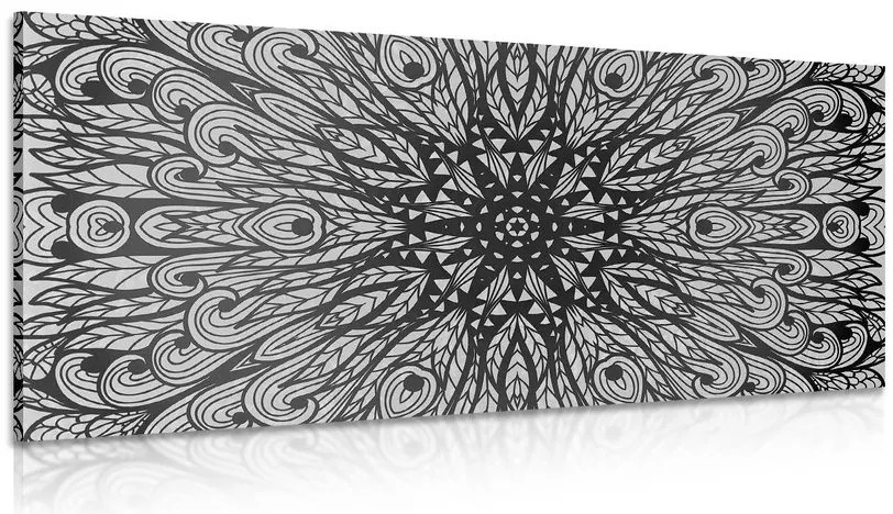 Stampa su tela – Ornamento etnico unico in bianco e nero
