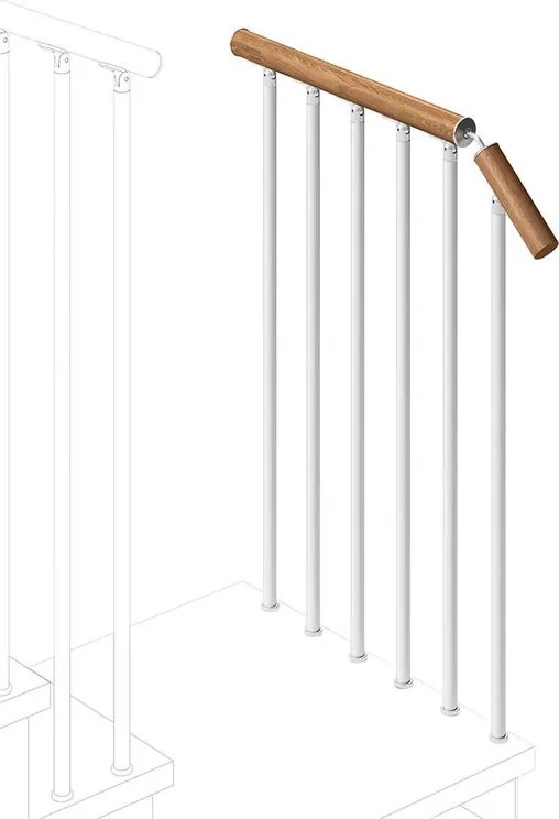 Balaustra in kit IRIS Gala in legno bianco, corrimano in legno faggio, L 120 cm fissaggio a pavimento