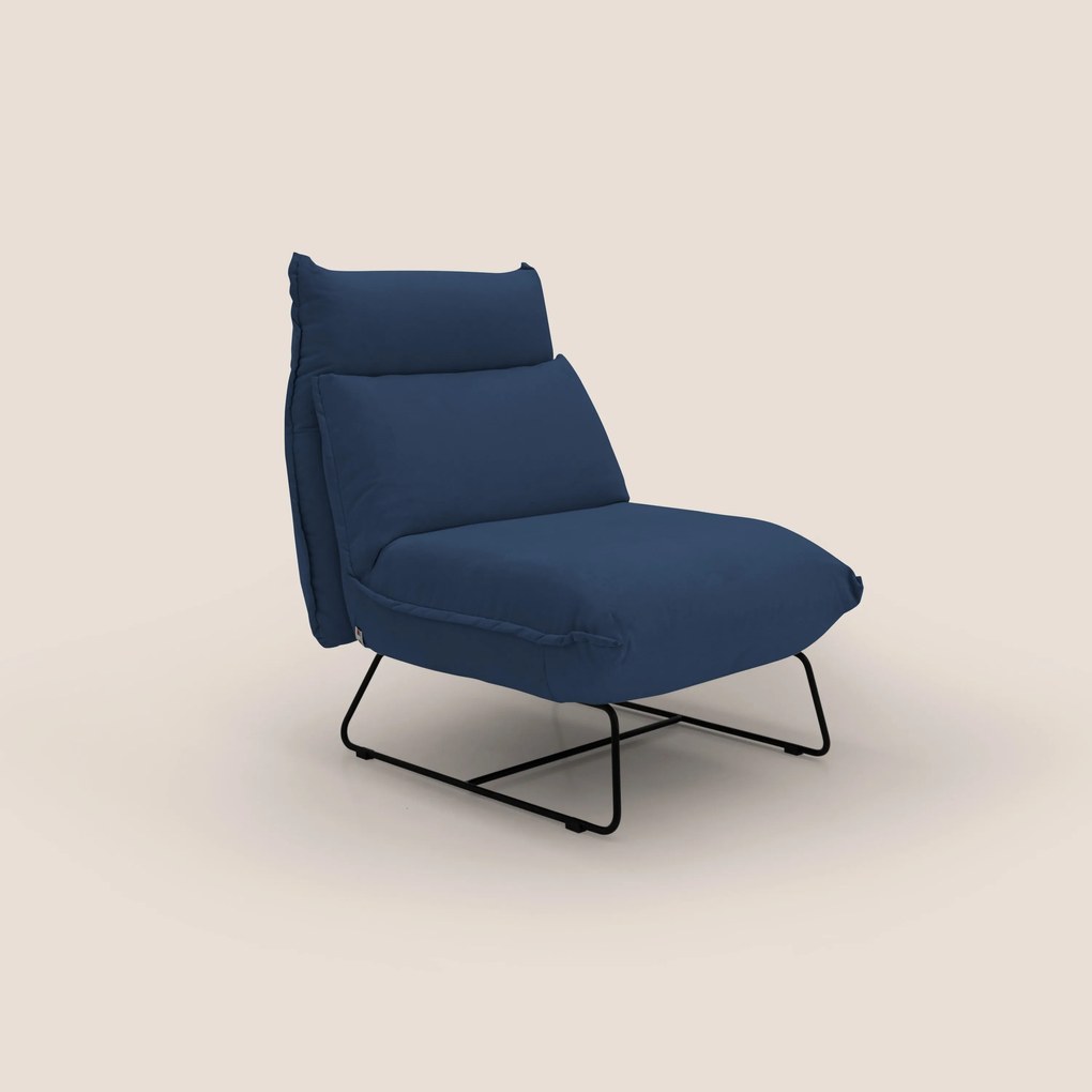 Tessa Poltroncina dal design moderno in morbida microfibra smacchiabile T11 blu