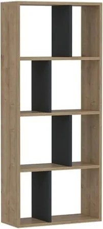 Libreria Moderna 60x25x140 Tuco Rovere Chiaro E Antracite