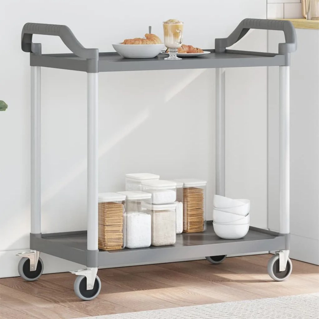 Carrello A 2 Ripiani Grigio 99x50x97 Cm İn Alluminio /
