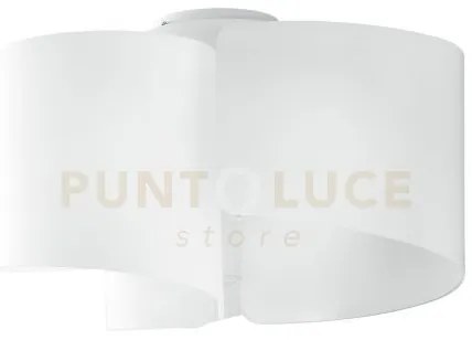 Plafoniera imagine bianca 3 luci attacco e27 47x28cm vetro e alluminio