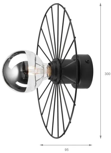 Applique MONTANA 1xE27/15W/230V diametro 30 cm nero