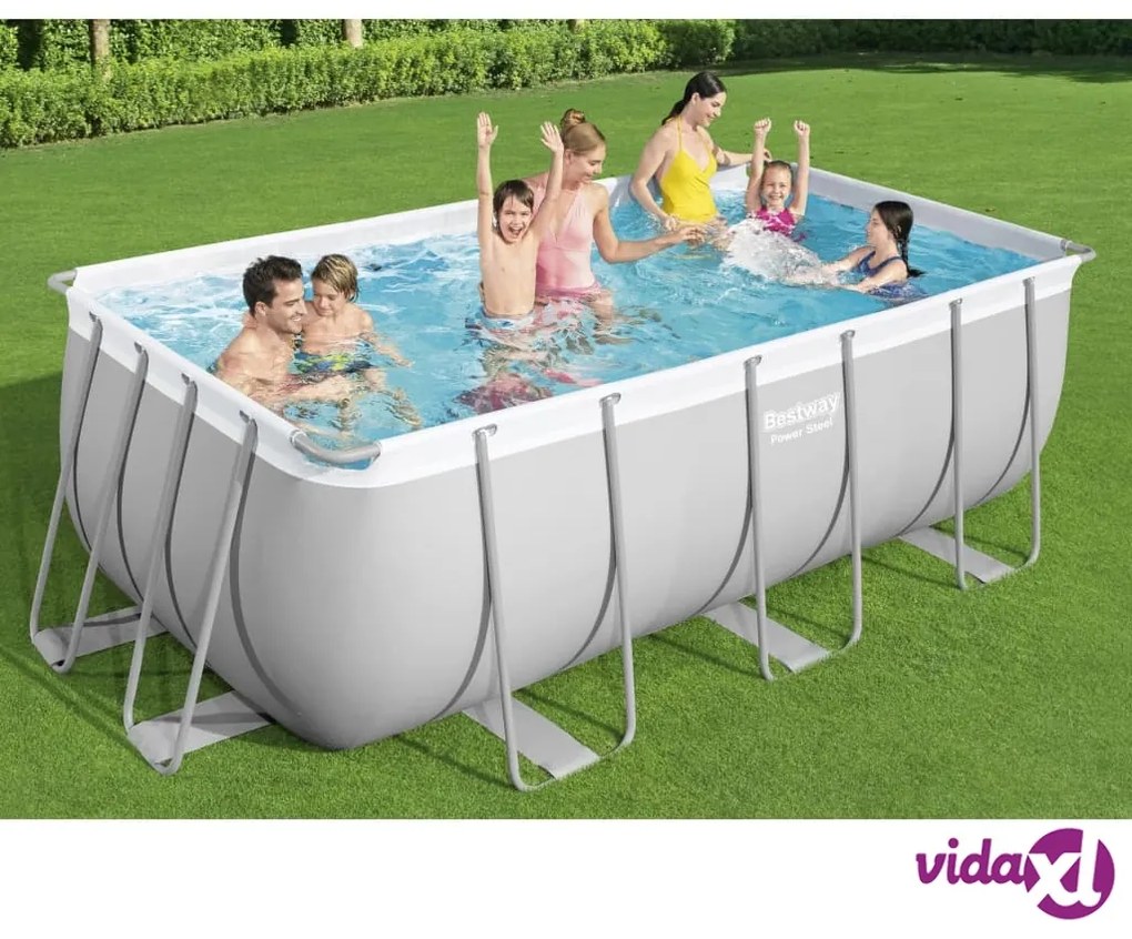 Bestway Set Piscina Power Steel Rettangolare 412x201x122 cm