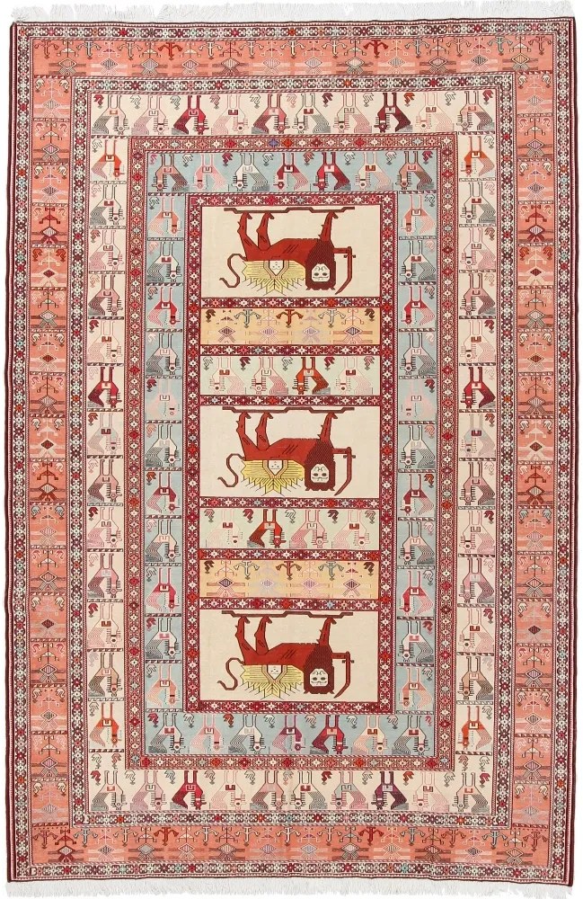 Kilim Tappeto persiano 300x200 Rosa (Iran) Annodato A Mano