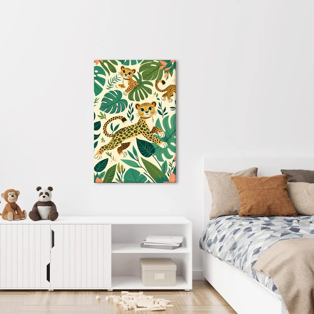 Quadro su tela – Famiglia di ghepardi nella foresta
