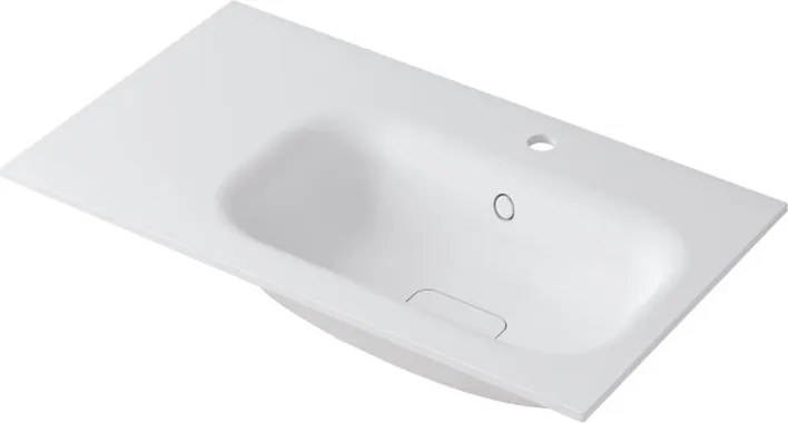 Lavabo a incasso rettangolare vasca a destra L 80.5 x H 15 x P 46 cm in resina bianco opaco