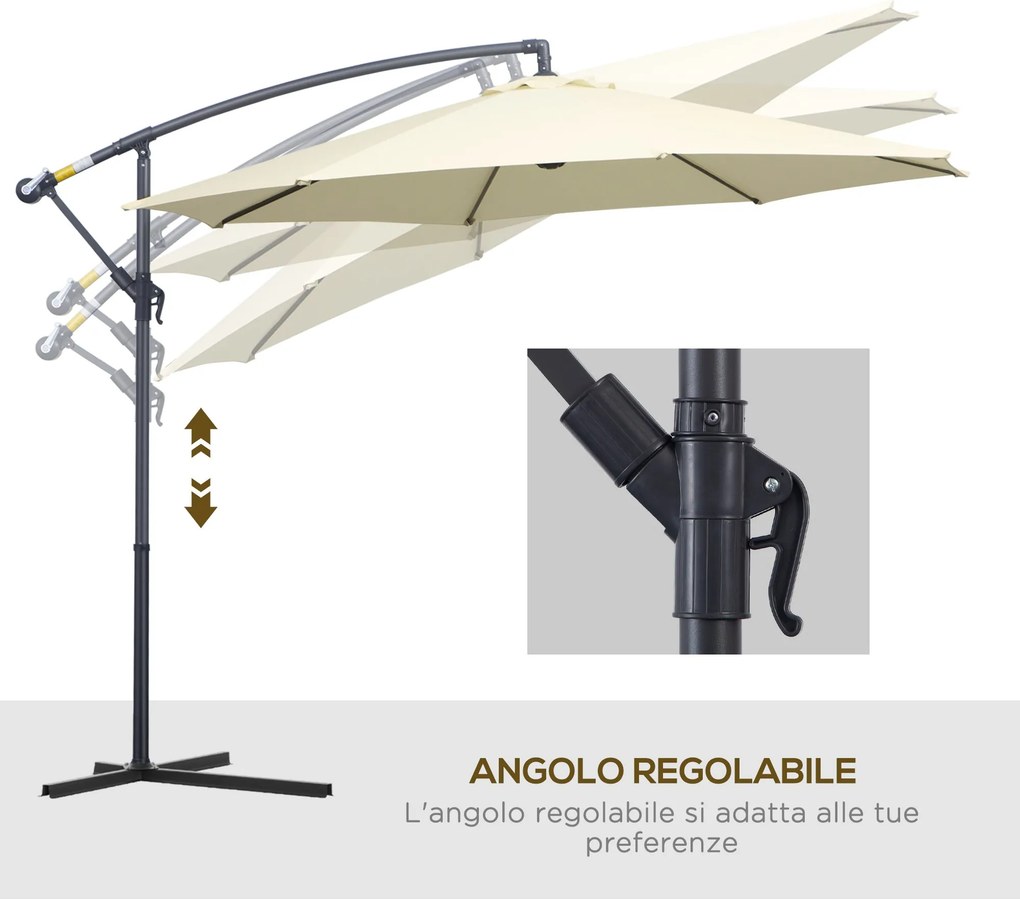 Ombrellone Decentrato da Giardino in Alluminio 3M con Protezione UV Beige...