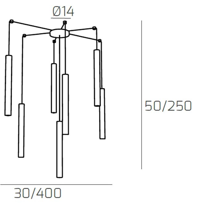 Sospensione Moderna Round Tube Metallo Sabbia 7 Luci Gu10