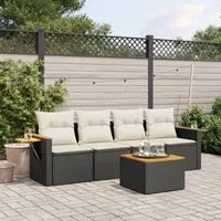 Set Divani da Giardino 5 pz con Cuscini in Polyrattan Nero 3259018