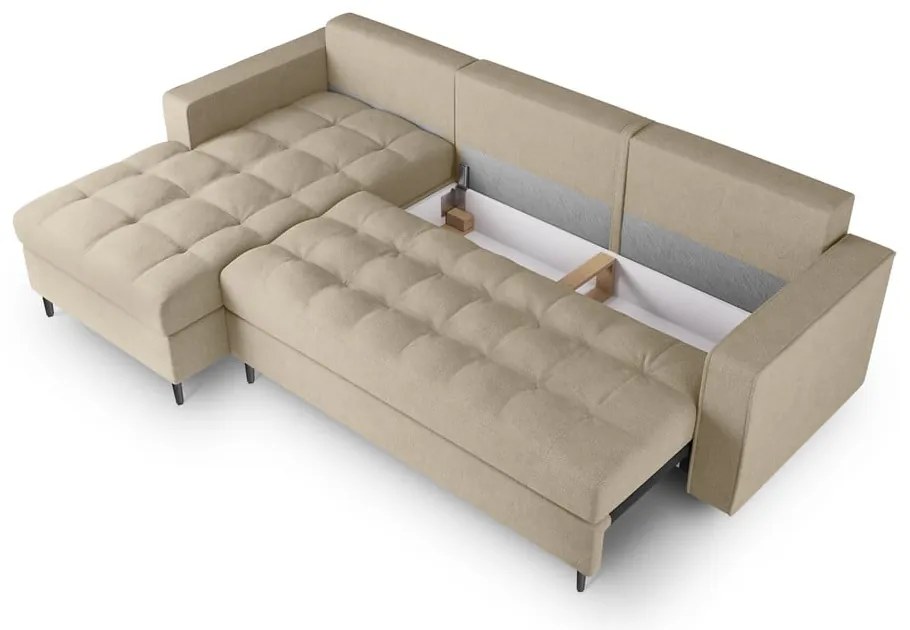 Divano letto angolare beige, angolo sinistro Santo - Milo Casa