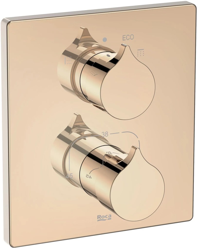 Roca Insignia Rose Gold rubinetto per vasca e doccia da incasso con termostato || A5A0C3ARG0