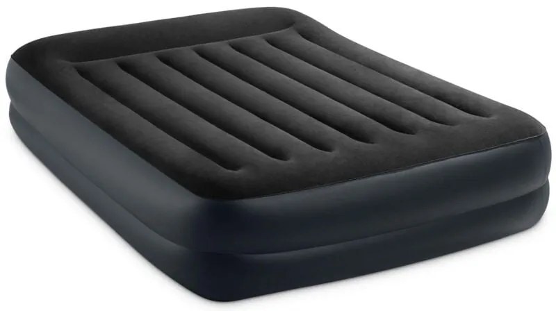 64124ND - Materasso Dura-Beam Pillow Rest Raised Matrimoniale, con Pompa Elettrica Incorporata, pvc, Nero, 152x203x42 cm - Intex