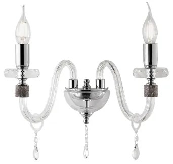 Applique DIDO in vetro trasparente lavorato a mano Cromo 35x33 cm