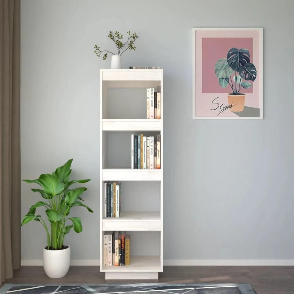 Libreria/divisorio bianco 40x35x135 cm in massello di pino