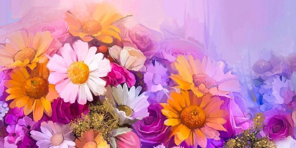 Stampa su tela – Dipinto a olio di fiori colorati