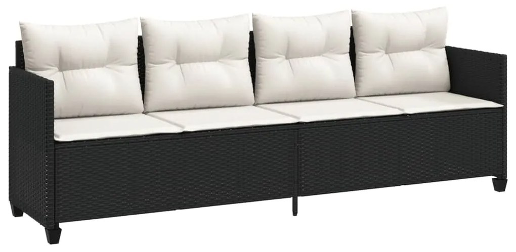 Set divani da giardino 5 pz con cuscini in polyrattan nero