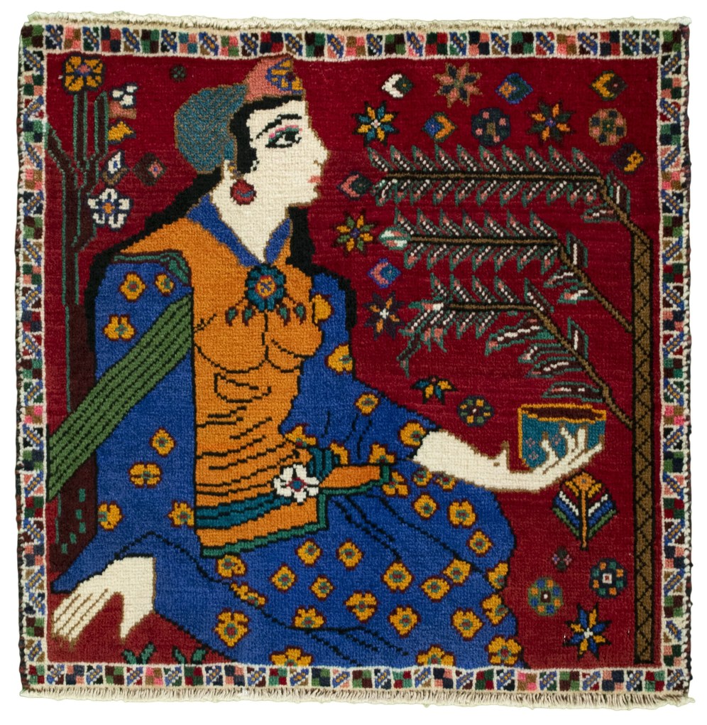 Shiraz Tappeto 60 x 60 Rosso (Iran) Annodato A Mano
