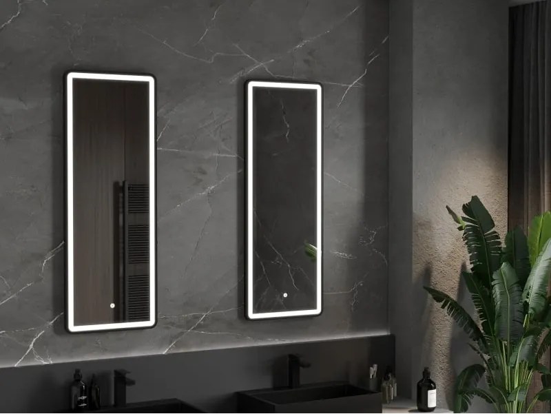 Mexen Coro specchio da bagno retroilluminato 45 x 120 cm, LED 6000K, anti-appannamento, cornice nera - 9817-045-120-611-70