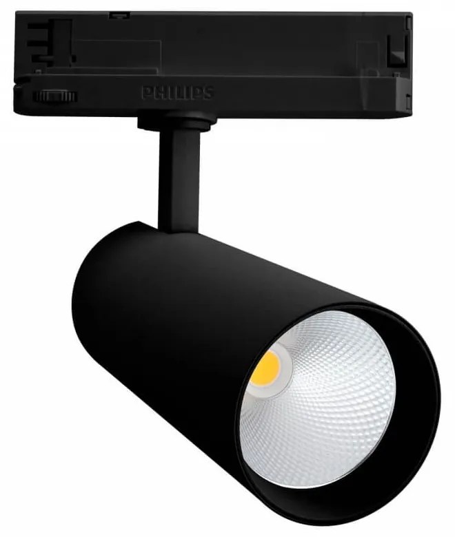 Faro LED 34W per Binario Trifase, 38°+60° Nero con driver Philips Colore Bianco Naturale 4.000K