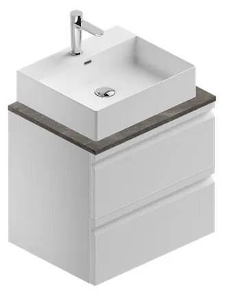 Mobile da bagno sotto lavabo Pull bianco laccato opaco L 60 x H 56 x P 46 cm 2 cassetti, lavabo non incluso
