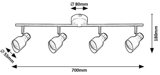 Rabalux 73050 - Faretto LILOU 4xGU10/25W/230V