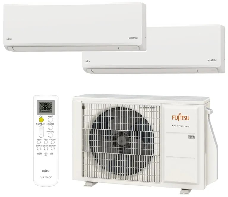 Condizionatore a muro multisplit inverter FUJITSU KN 9+12 18000 BTU classe raffreddamento A+++, classe di riscaldamento A++, bianco