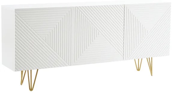 Credenza design bianco e dorato L160 cm OZEN