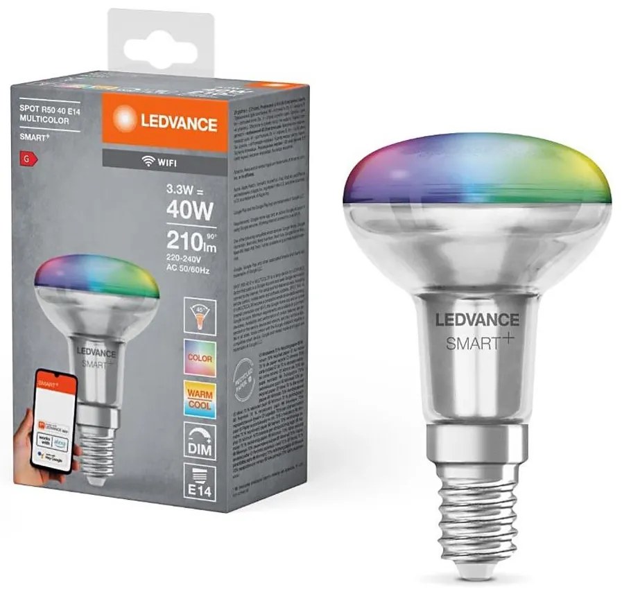 Lampadina LED RGBW dimmerabile SMART+ E14/3,3W/230V 2700-6500K Wi-Fi - Ledvance