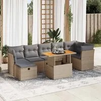 Set Divano da Giardino 8 pz con Cuscini Beige Polyrattan Acacia 3327983