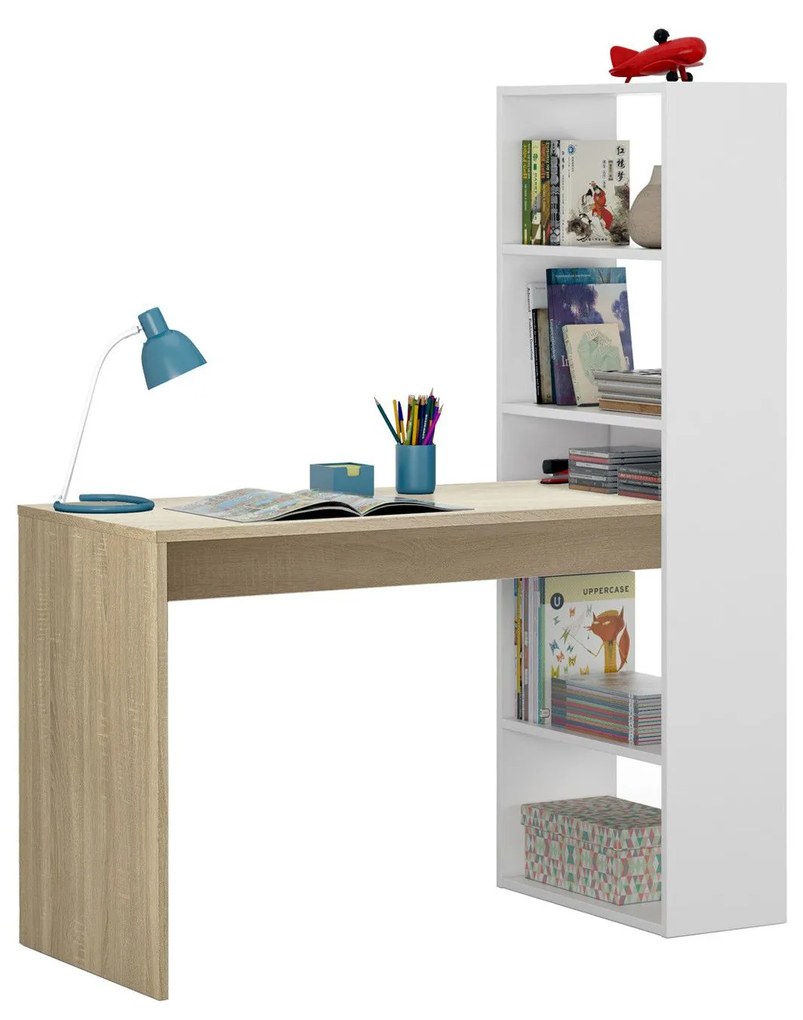 SCRIVANIA CON LIBRERIA REVERSIBILE NORDIK