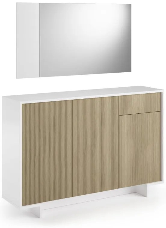 Mobile Madia Slim L 134 x H 87 x P 35 cm bianco e marrone