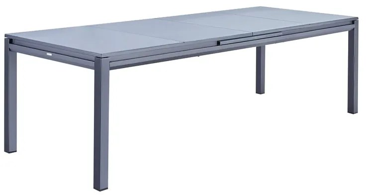 Tavolo da giardino allungabile Odyssea II NATERIAL in alluminio antracite con piano in vetro  per 12 persone 256/320x100cm