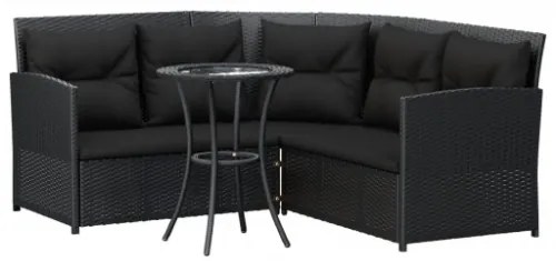 Set Divano a L con Cuscini 2 pz Nero in Polyrattan