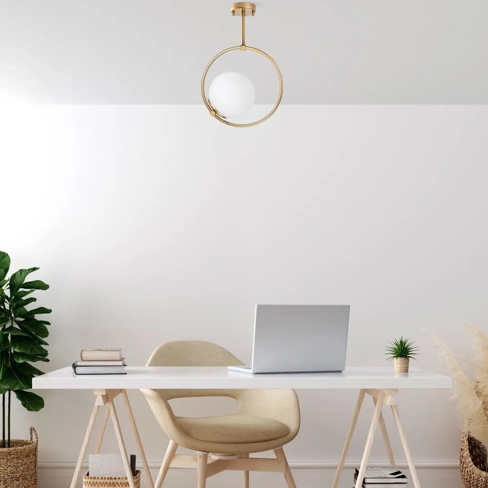 Plafoniera dorata con paralume in vetro 39x26 cm Dolunay – Opviq lights