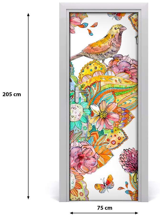 Adesivo per porta Fiori farfalle 75x205 cm